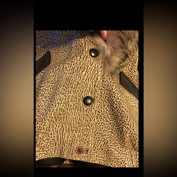 J.PERCY for MARVIN RICHARDS CHEETAH PRINT LEATHER  JACKET W/WOLF FUR COLLAR/SZ L - Picture 5 of 14